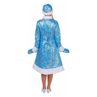 Карнавальный костюм &laquo;Снегурочка из парчи&raquo;, голубая шубка, шапочка, рукавички, р. 48