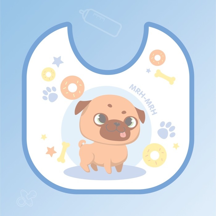 Нагрудник для кормления &laquo;ТРЕНД. Мопс&raquo; непромокаемый на завязках