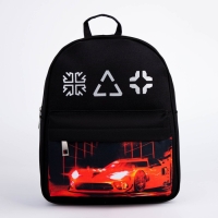 Рюкзак школьный текстильный c карманом &laquo;Машинка&raquo;, светоотр. элементы, 27х23 х 10 см