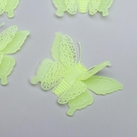 Наклейка пластик фосфорная "Бабочки" набор 10 шт 5,2х7,5 см МИКС