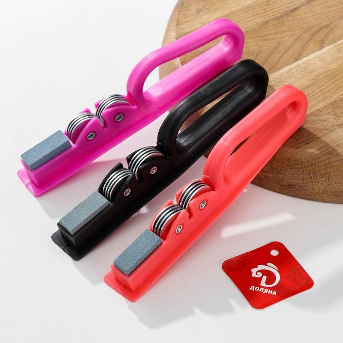 Точилка для ножей Доляна &laquo;Острое лезвие&raquo;, 19&times;4,5 см, с ручкой и шлифовкой, цвет МИКС