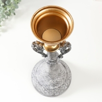 Подсвечник металл на 1 свечу "Лучиано" серый с золотом 16х16х42 см