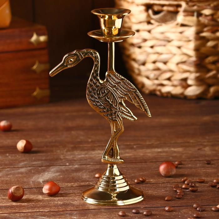 Подсвечник "Журавль" латунь 12,х7,8х23 см