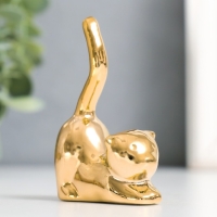 Сувенир керамика "Кот - потягушки" золото 5,5х2,4х7,8 см Сувенир керамика "Кот - потягушки" золото 5,5х2,4х7,8 см