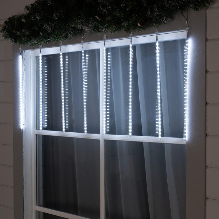 Гирлянда &laquo;Сосульки&raquo; 2.5 &times; 0.5 м, IP65, прозрачная нить, 288 LED, свечение белое с эффектом стекания, 12 В