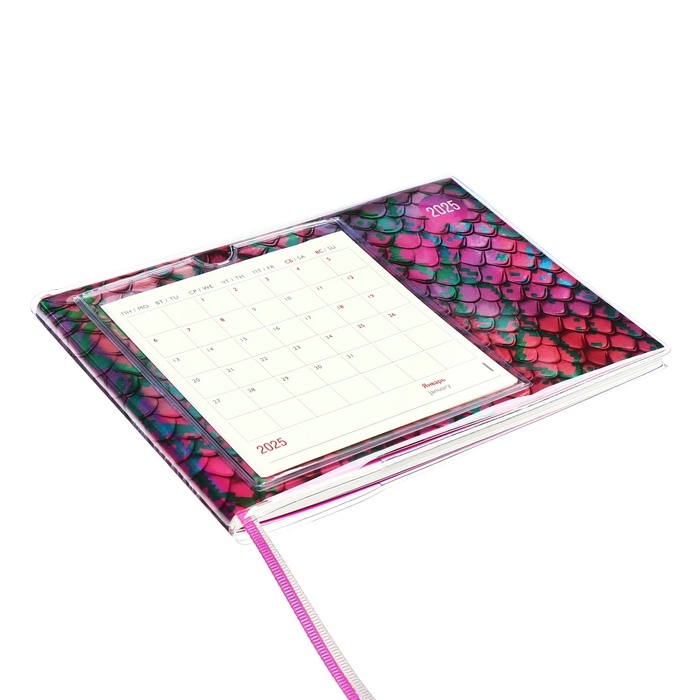 Еженедельник датир 2025г 180х127мм мягк обл ПВХ 64л ESCALADA ЗМЕЯ МАЛИНОВАЯ, кр бл 70 г/м&sup2;