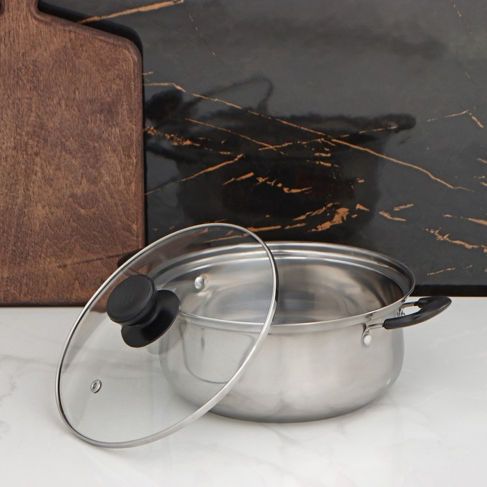 Кастрюля из нержавеющей стали Promo, 1,7 л, 20&times;8 см, с крышкой