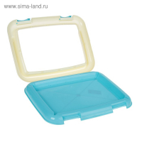 Туалет для собак 46,5 х 35,5 х 5,5 см, со стенкой, съёмной решеткой и столбиком, голубой