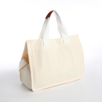 Сумка молодёжная на молнии, цвет молочный