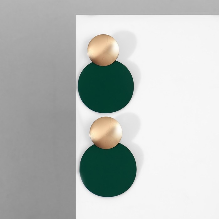 Серьги металл &laquo;Леди&raquo;, цвет зелёный в золоте