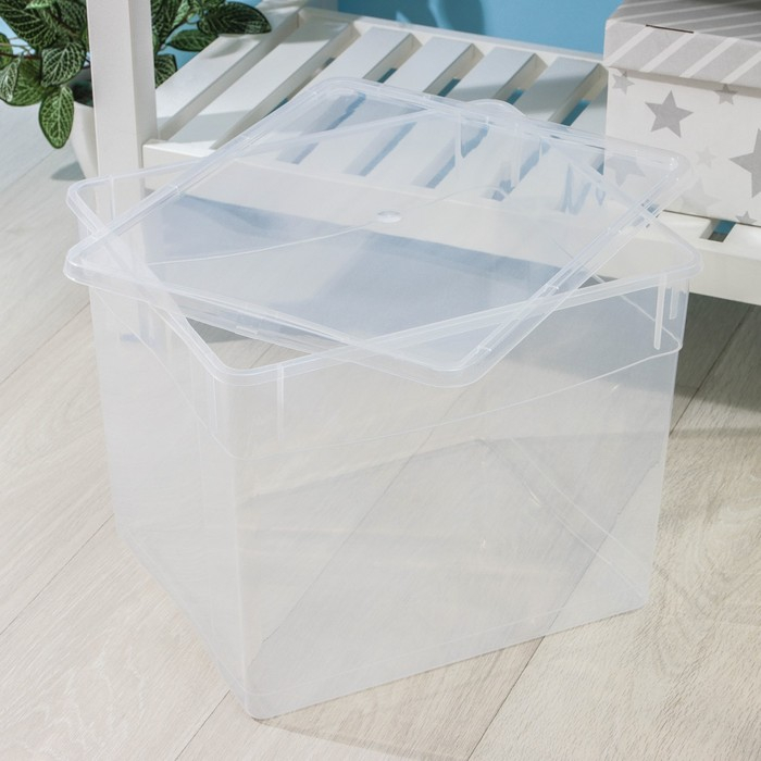 Ящик для хранения с крышкой &laquo;Кристалл&raquo;, 34 л, 39&times;31&times;33 см, цвет МИКС