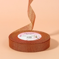 Лента парчовая, 20 мм, 23 &plusmn; 1 м, цвет морковный №014