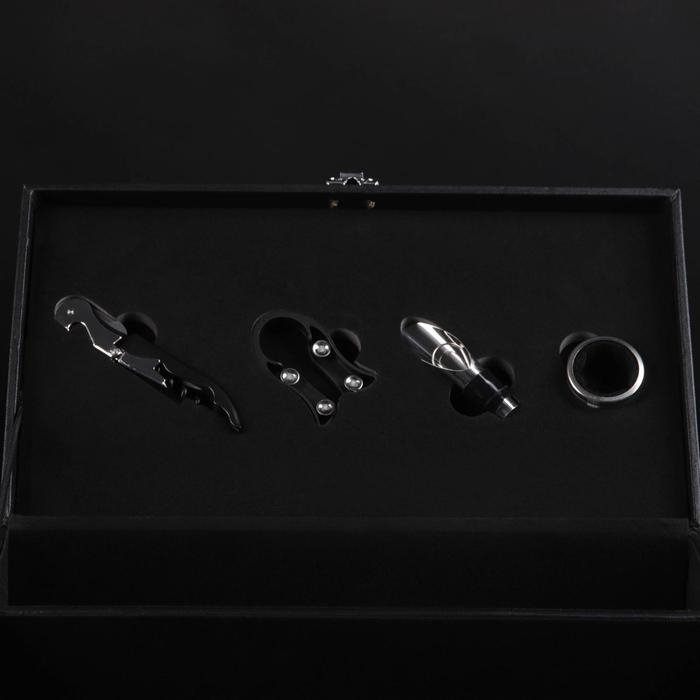 Набор для вина на 2 бутылки Доляна &laquo;Премьер&raquo;, 4 предмета: штопор, пробка, воронка, кольцо