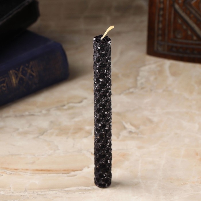 Свеча из вощины с солью Свеча из вощины с солью "Чистка каждый день", 13х1,7 см, 1 ч, черный