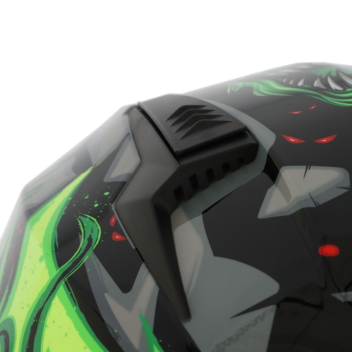 Шлем интеграл с двумя визорами, размер XXL (61), модель BLD-M67E, черно-зеленый