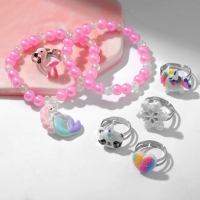 Набор детский «Выбражулька» 7 предметов: 2 браслета, 5 колец, русалка, форма МИКС, цветной Набор детский «Выбражулька» 7 предметов: 2 браслета, 5 колец, русалка, форма МИКС, цветной