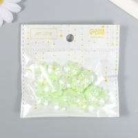 Бусины для творчества пластик "Цветочек жемчужный" набор 40 шт зелёный 1,5х1,5 см