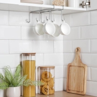 Держатель для кружек подвесной на 6 предметов, 16×27×10 см, цвет хром зеркальный Держатель для кружек подвесной на 6 предметов, 16×27×10 см, цвет хром зеркальный