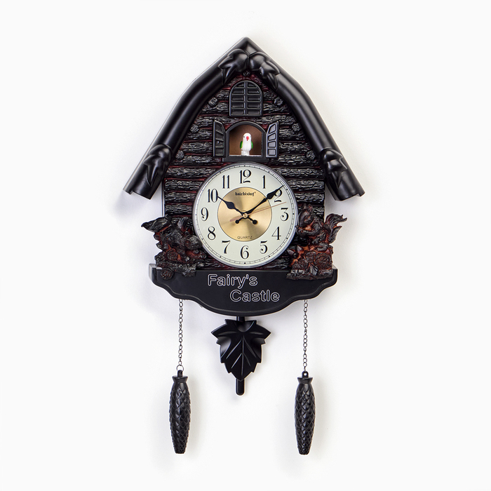 Часы настенные интерьерные большие с кукушкой "Белочки", бесшумные, 53 х 7 х 35 см