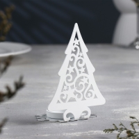 Новый год Подсвечник "Ёлка со звездами" металл на одну свечу, 6,6х10х13 см, белый