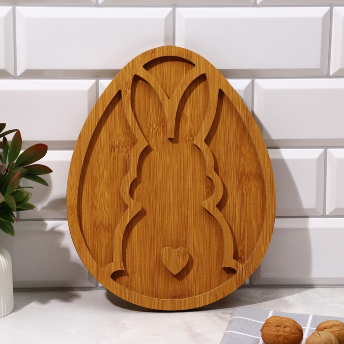 Менажница, набор 2 шт., дерево &laquo;Посуда: пасхальные животные&raquo;, заяц 30х24 см., цыпленок 30х24 см.