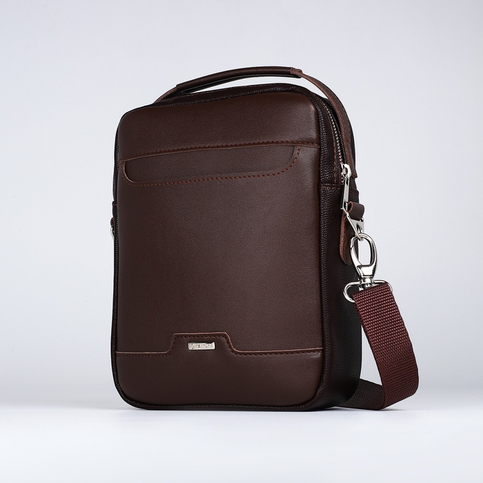 Сумка мужская через плечо TEXTURA, искусственная кожа, цвет коричневый
