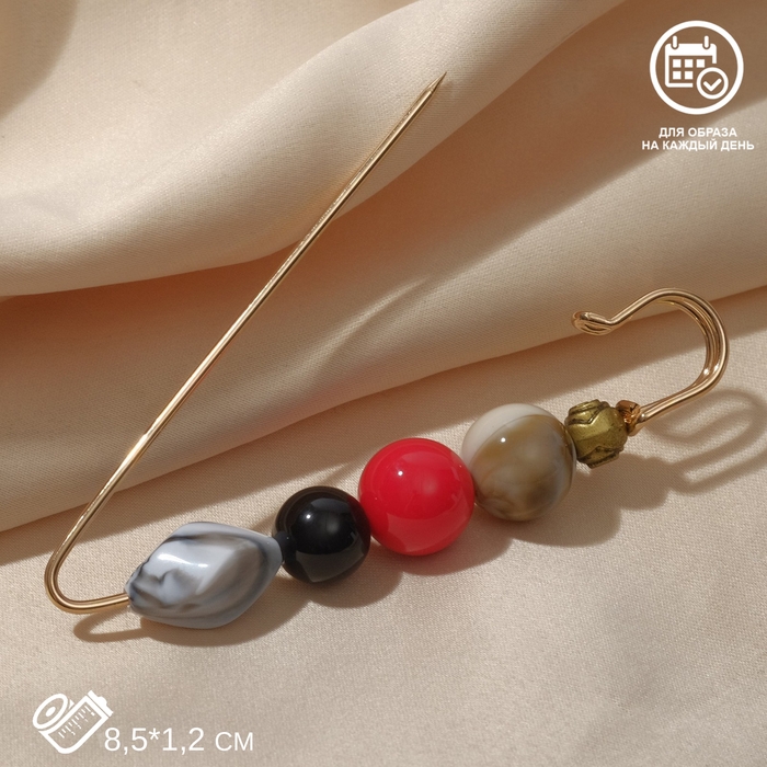 Булавка &laquo;Камешки большие&raquo; 8,5 см, цветная в золоте