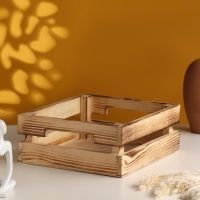 Кашпо деревянное двуреечное, обжиг 25х22х9 см натуральный