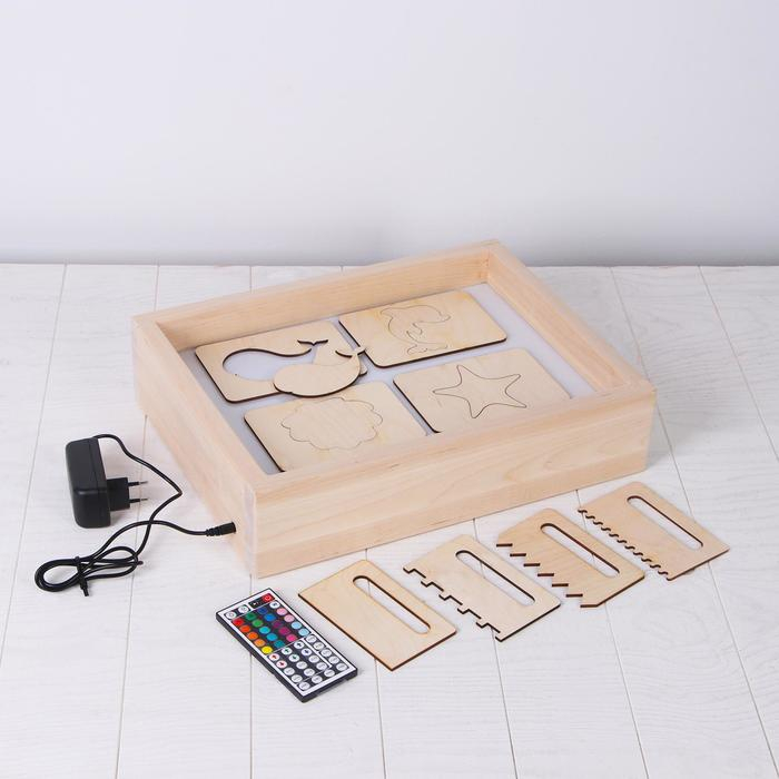 Планшет для рисования песком с цветной подсветкой, 30 &times; 40 см + гребень и трафарет