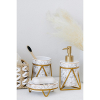 Набор для ванной комнаты SAVANNA &laquo;Геометрика&raquo;, 3 предмета (мыльница, дозатор для мыла 290 мл, стакан), цвет белый
