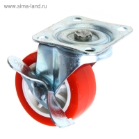 Колесо мебельное, d=65 мм, на площадке, с фиксатором, красное Колесо мебельное, d=65 мм, на площадке, с фиксатором, красное