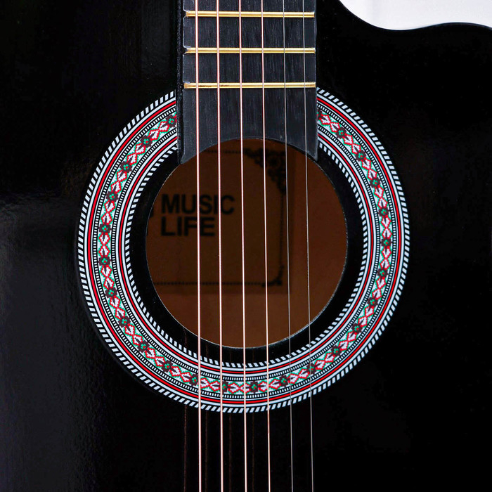Гитара акустическая Music Life QD-H38Q-JP черная, 6-ти струнная, 97 см Гитара акустическая Music Life QD-H38Q-JP черная, 6-ти струнная, 97 см