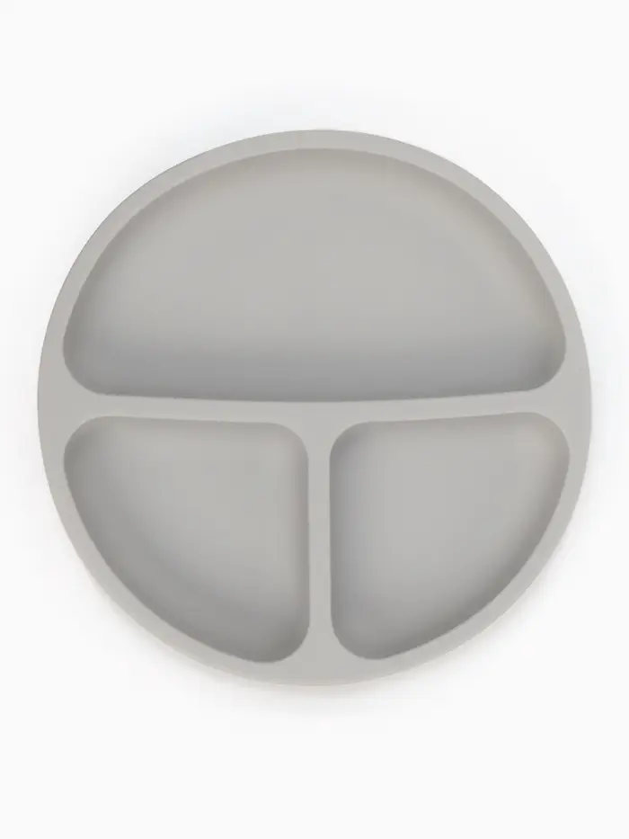 Тарелка детская секционная с ложкой и вилкой, 3 секции, серый, Mum&Baby