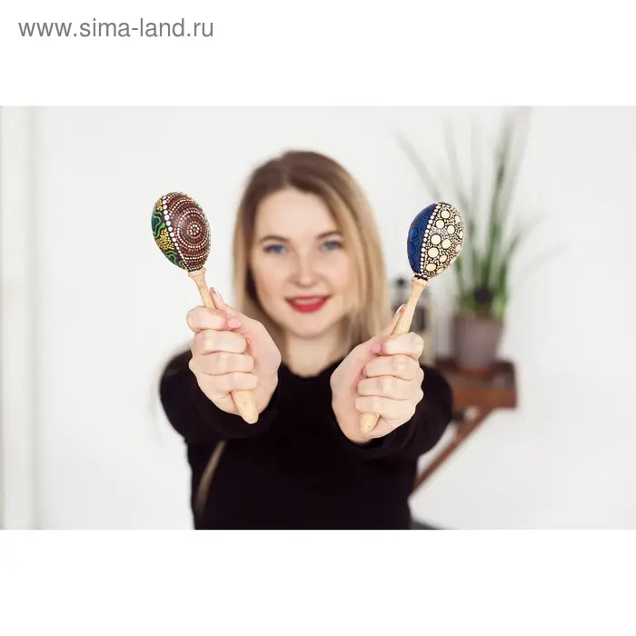 Сувенирный музыкальный инструмент "Маракас" 24х5,5х5,5 см МИКС