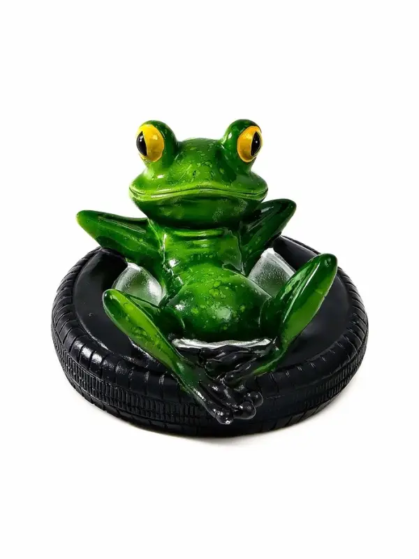 Садовая фигура 14 х 13 х 9,5 см "Лягушка в шине" Водоплавающая