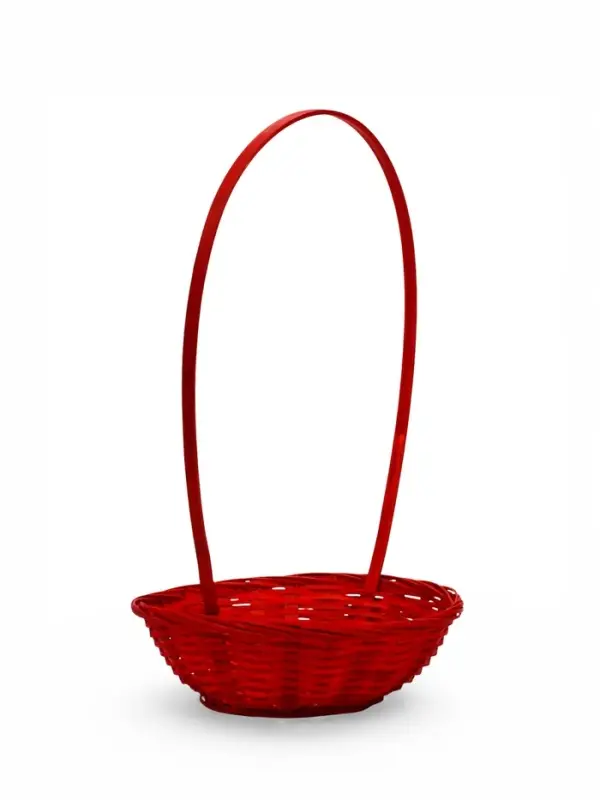 Корзина плетеная 20 х 20 х _ см, ручка h=21 см красный