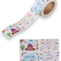 Наклейка бумага "Детские рисунки" 3х5 см 200 шт в рулоне