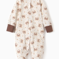 Комбинезон детский с закрытыми ножками "Львята", цвет молочный, рост 74 см
