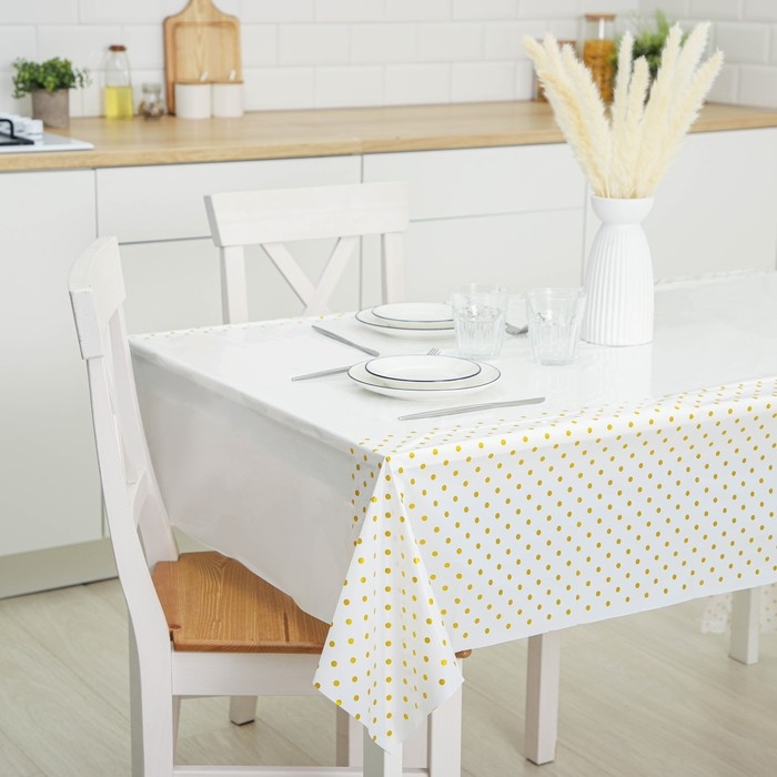 Клеёнка на стол &laquo;Горох&raquo;, 137&times;220 см, цвет золотой