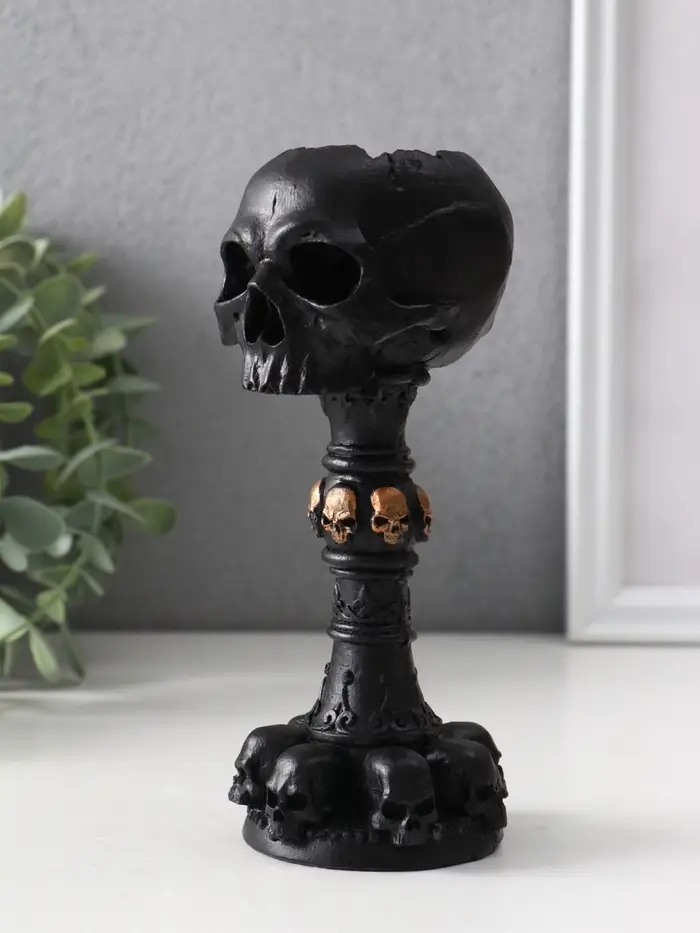 Подсвечник &laquo;Череп на ножке&raquo;, 16&times;6.5&times;7.5 см, чёрный