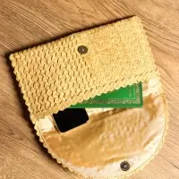 Сумка клатч плетёная из пальмового листа, 28&times;16&times;2 см, бежевая