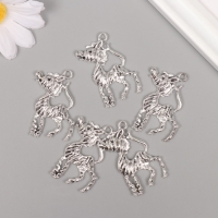 Металлический элемент, декоративная подвеска &laquo;Весёлая зебра&raquo;, серебро набор 5 шт 4,1х3,3 см