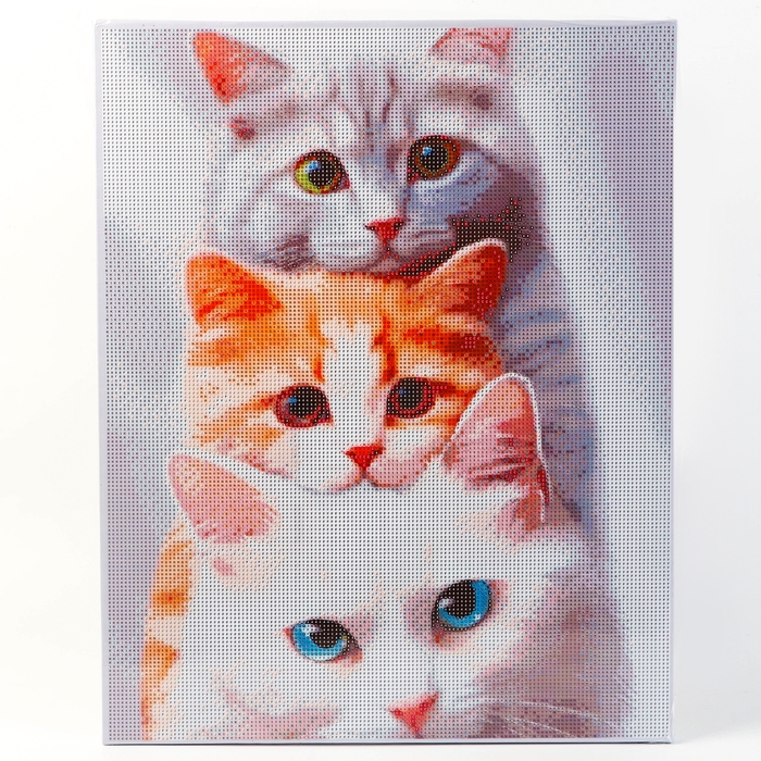 Алмазная мозаика с полным заполнением на холсте с подрамником &laquo;Котята&raquo;, 40 х 50 см