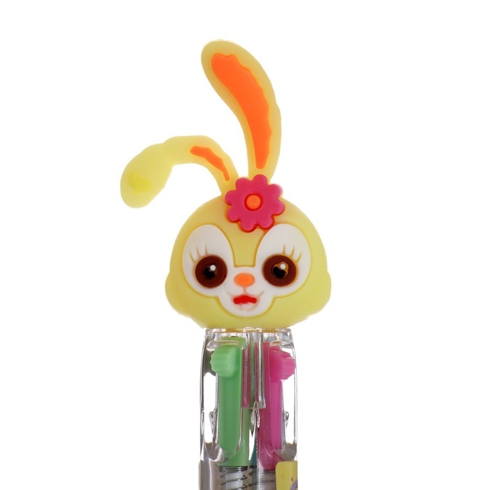 Ручка шариковая-прикол "Зайка" 4-цветная-мини, МИКС