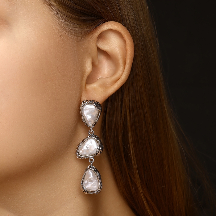 Серьги с жемчугом «Гавань» сознание, цвет серебро Серьги с жемчугом «Гавань» сознание, цвет серебро
