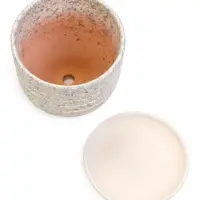 Горшок цветочный  с поддоном 0,8 л, белый керамика "Пряности" (М)