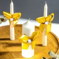 Свечи свадебные "Пышный" набор 3 шт (16 см + 2 шт по 18 см), золотистый