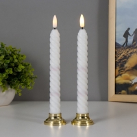 Набор светодиодных свечей, ночники LED RISALUX &laquo;Спираль&raquo;, 2 шт., от батареек 2&times;ААА, 4.5&times;4.5&times;22 см