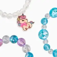 Комплект детский &laquo;Выбражулька&raquo; 4 предмета,3 браслета, 1 клипсы, единорог, сердце, цветной