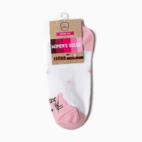 Носки женские укороченные "Котик", цвет белый/розовый, р-р 23-25 Носки женские укороченные "Котик", цвет белый/розовый, р-р 23-25
